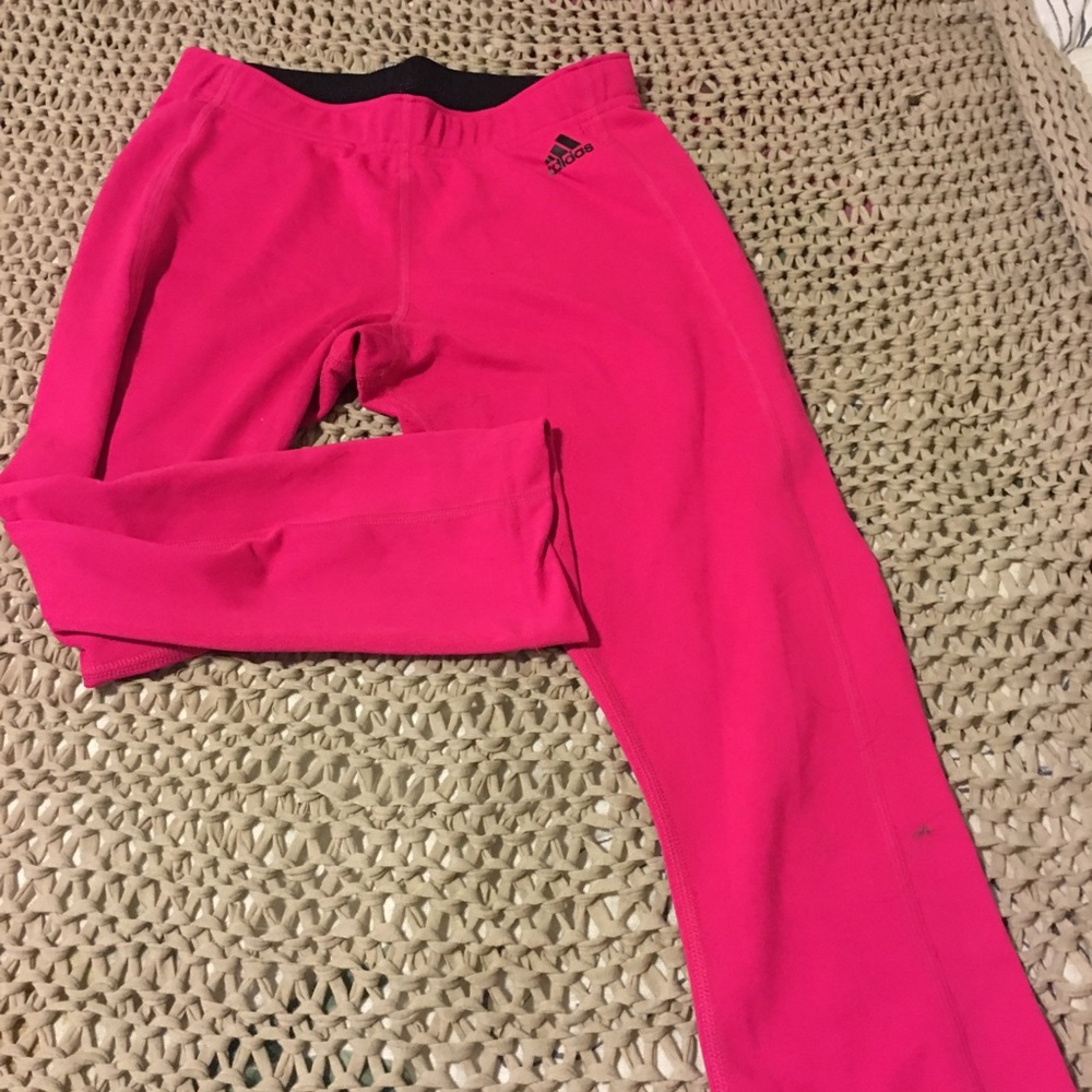 Hot pink Adidas crop athletic pants